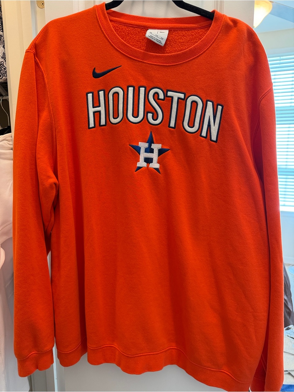 Nike Houston Orange Crewneck Sweatshirt with Navy & White Logos